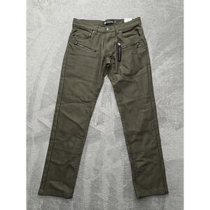 Akademiks Pants Mens Measured 32x29 Green Stretch Slim Zip Pocket Biker Moto